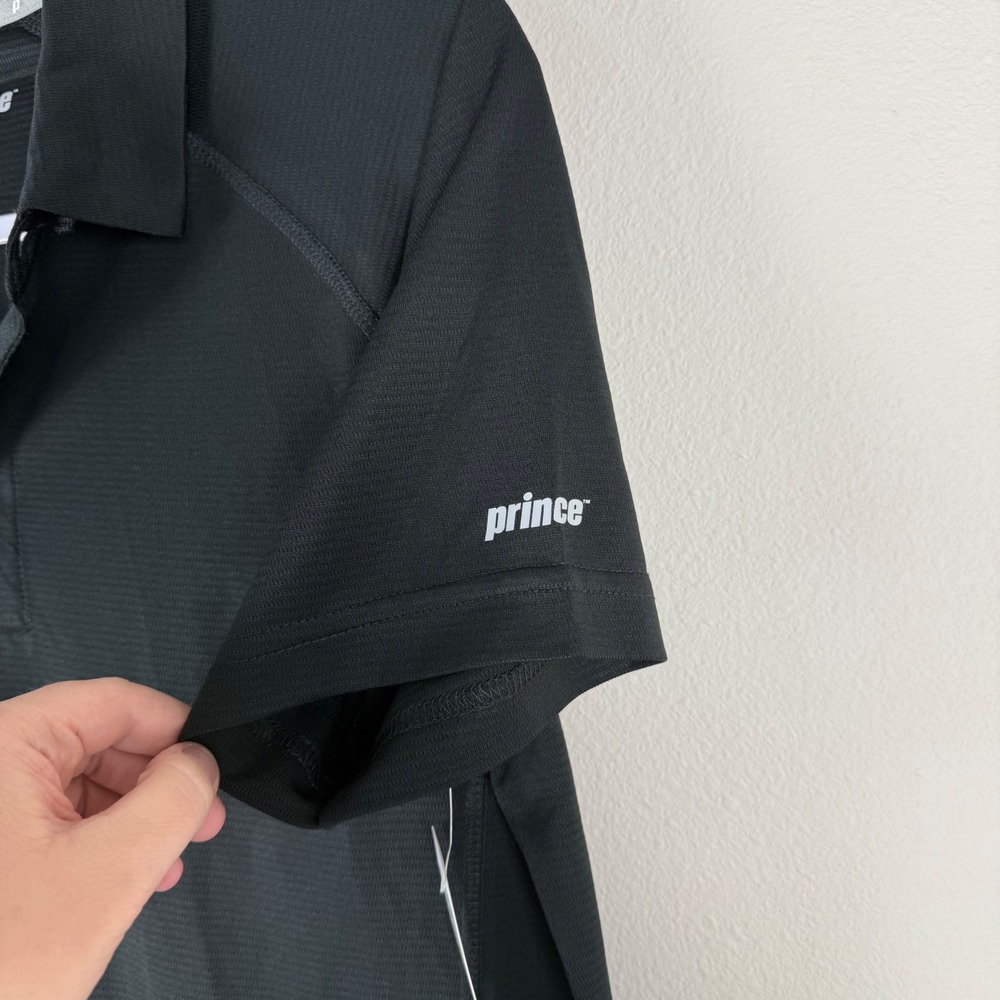 NWT Prince Mens Black Tennis Apparel Match Polo Shirt Size Small UPF MPT11021 - Picture 6 of 9